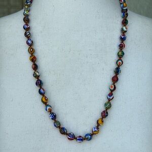 Vintage Murano Millefiori glass beaded necklace.